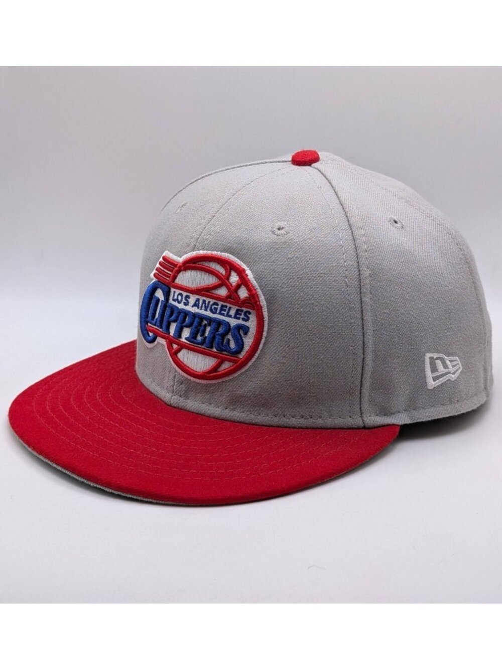 Los Angeles Clippers Hat Cap Fitted 7 3/8 Red Gray New Era NBA Y2K Retro Vintage